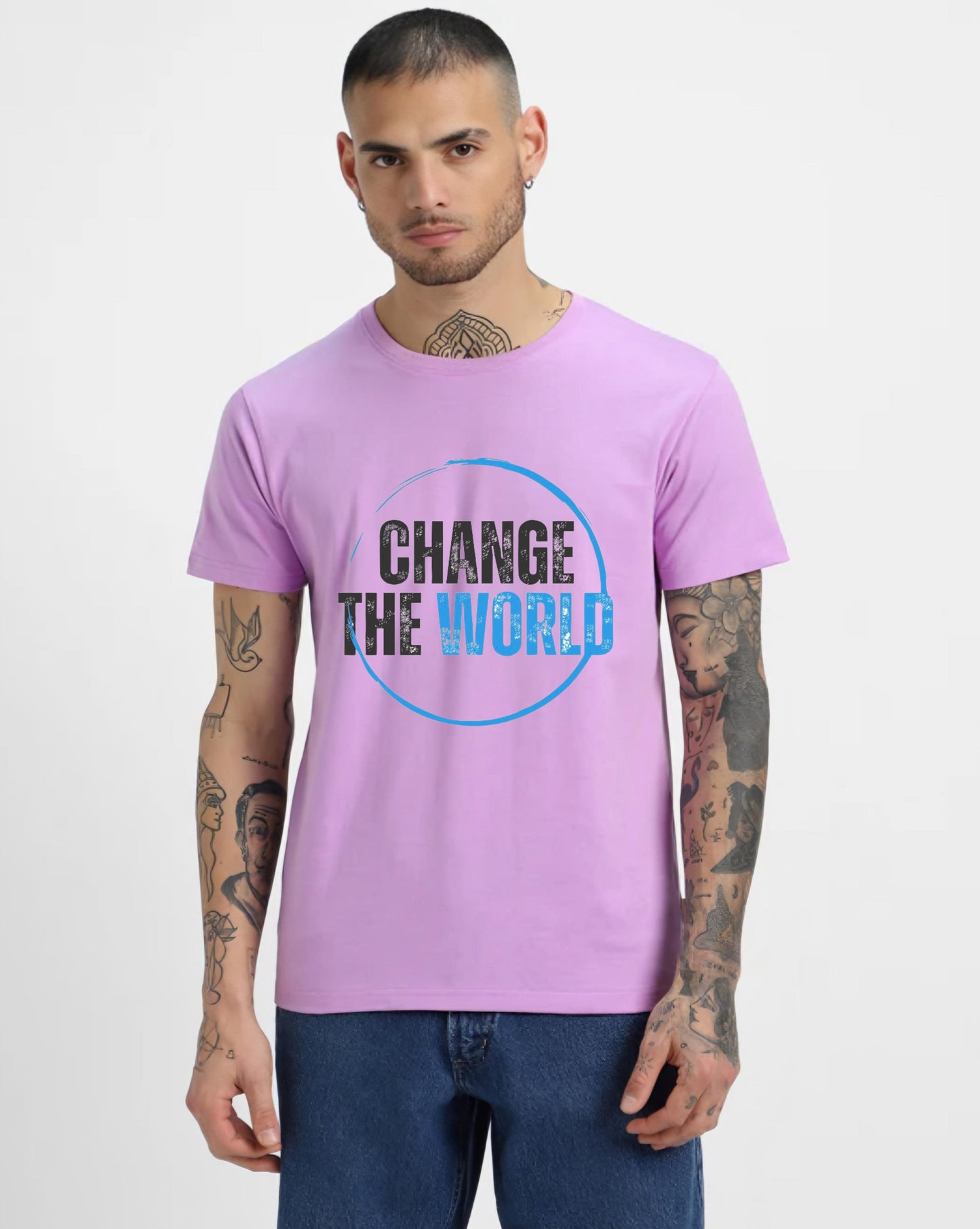HESHA CHANGE THE WORLD MENS REGULAR PRINTED TSHIRT