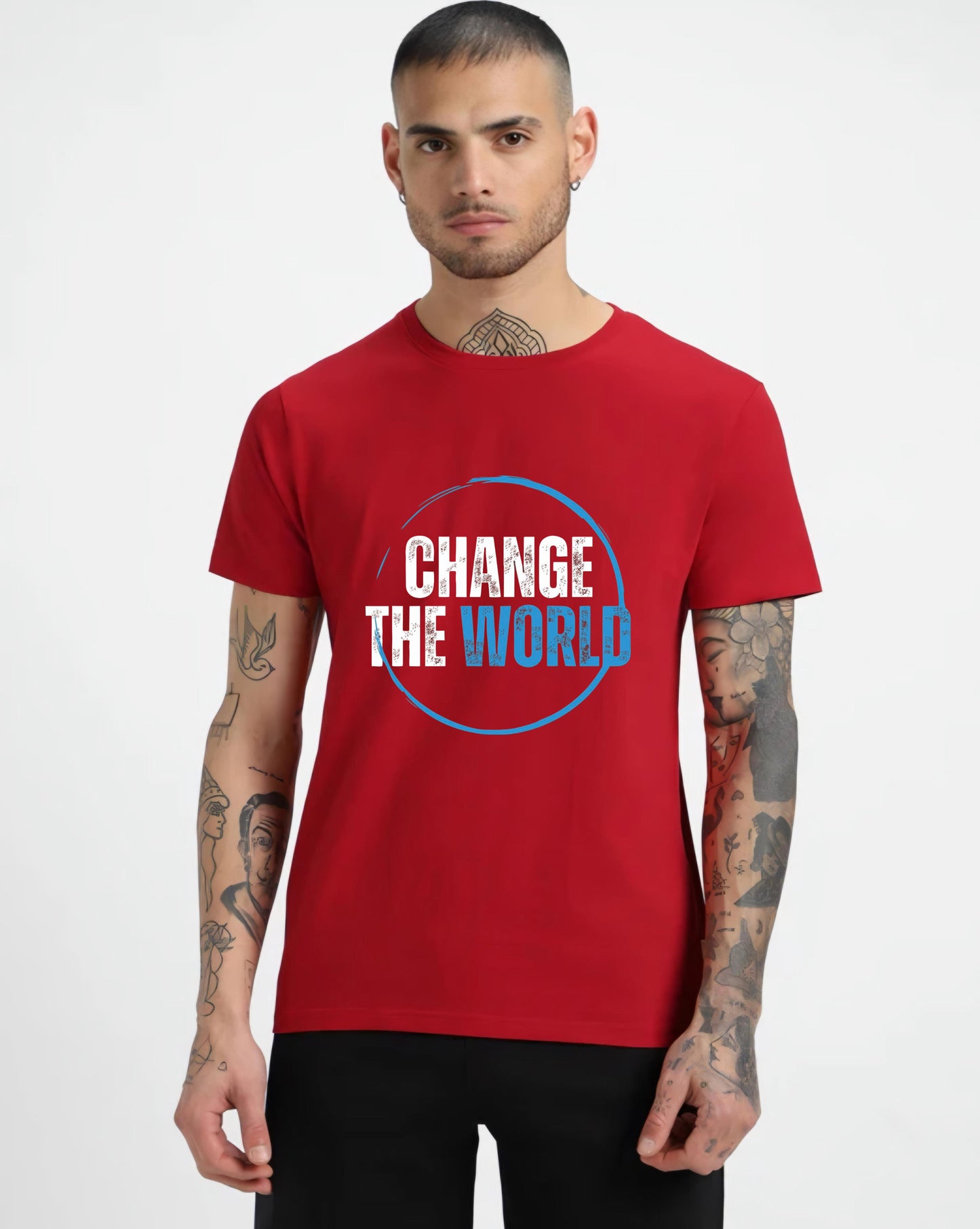 HESHA CHANGE THE WORLD MENS REGULAR PRINTED TSHIRT