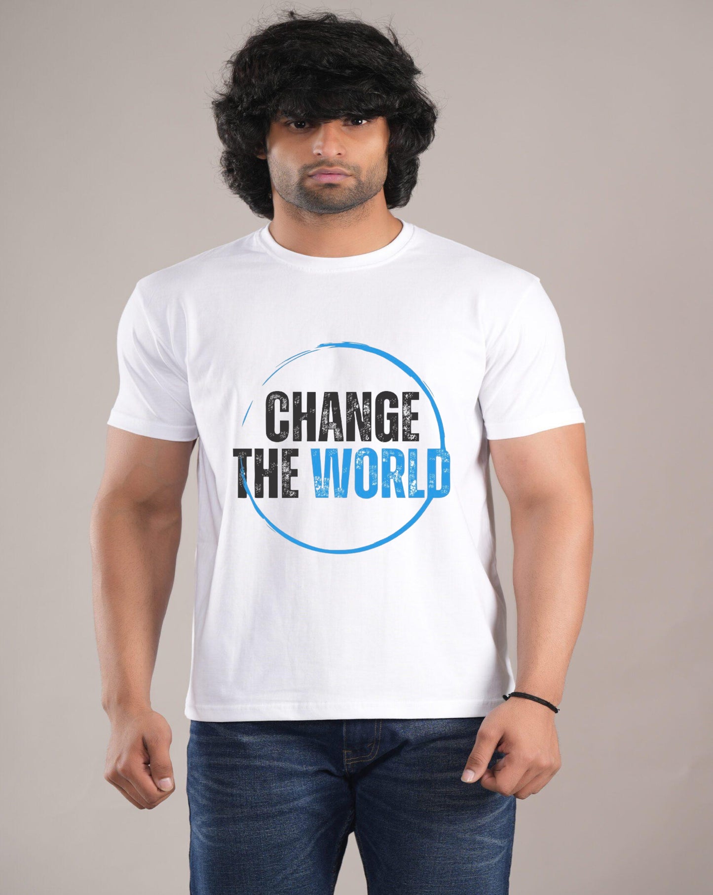 HESHA CHANGE THE WORLD MENS REGULAR PRINTED TSHIRT