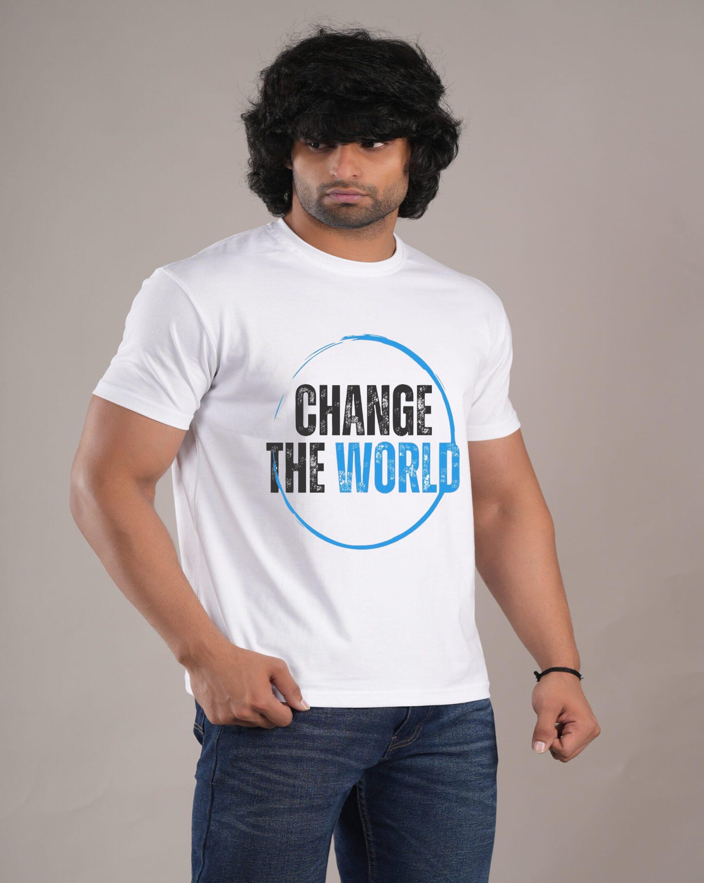 HESHA CHANGE THE WORLD MENS REGULAR PRINTED TSHIRT