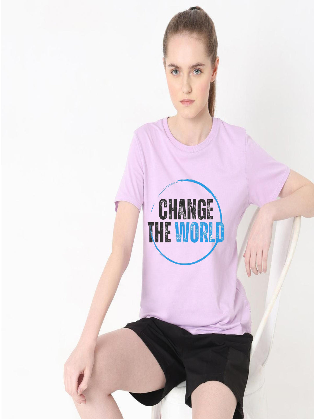 HESHA CHANGE THE WORLD REGULAR PRINTED TSHIRT