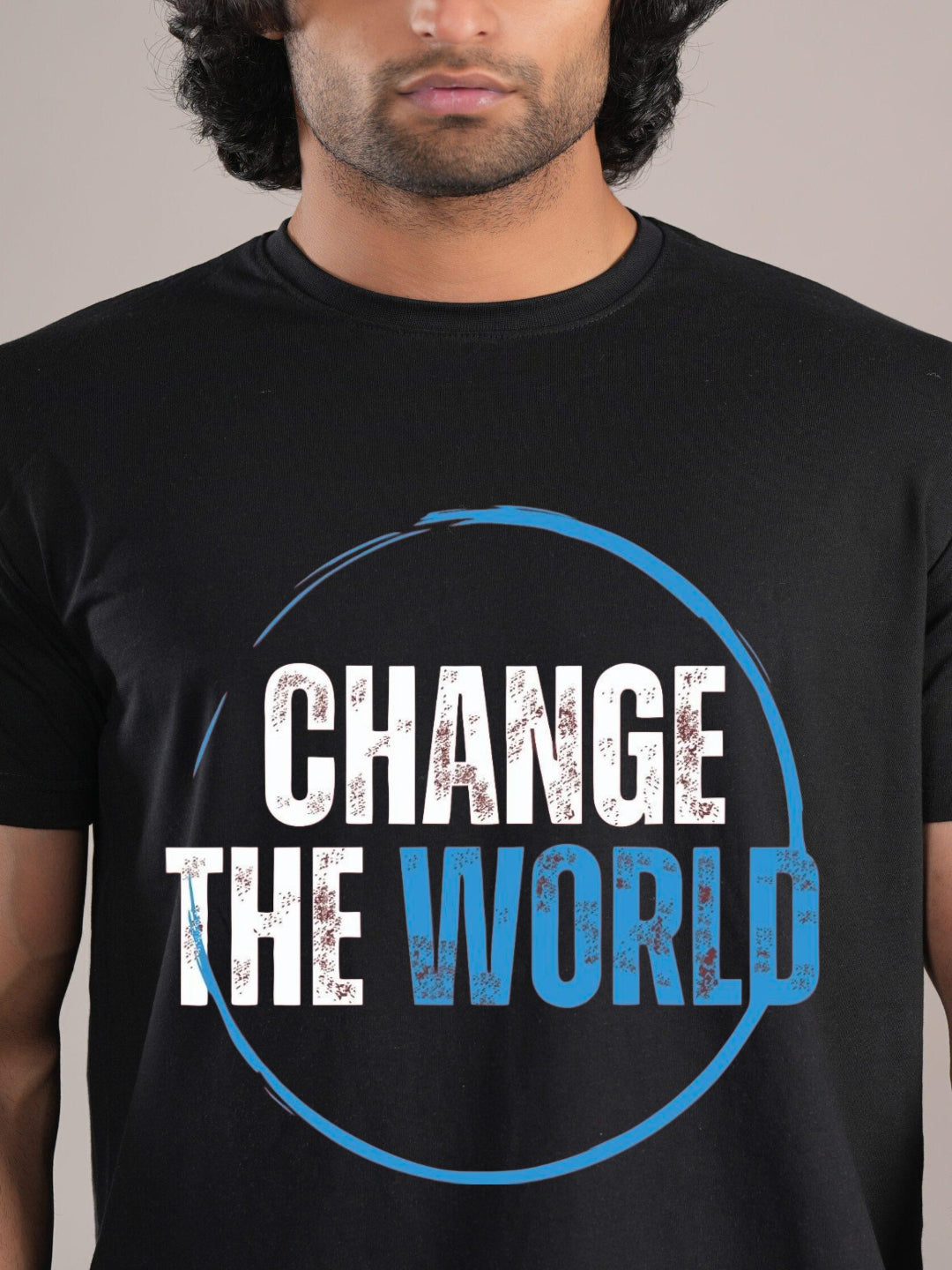 HESHA CHANGE THE WORLD MENS REGULAR PRINTED TSHIRT
