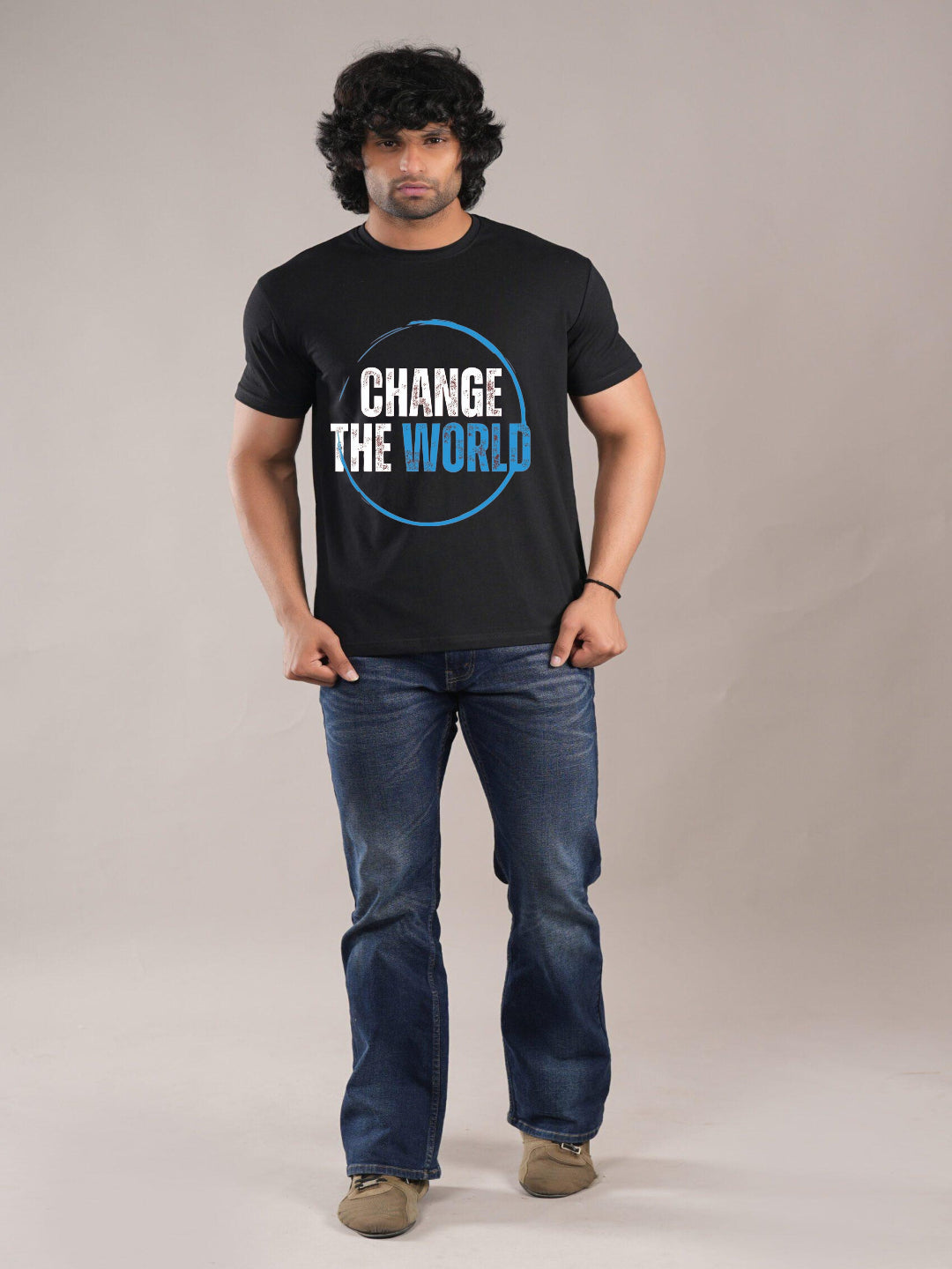 HESHA CHANGE THE WORLD MENS REGULAR PRINTED TSHIRT