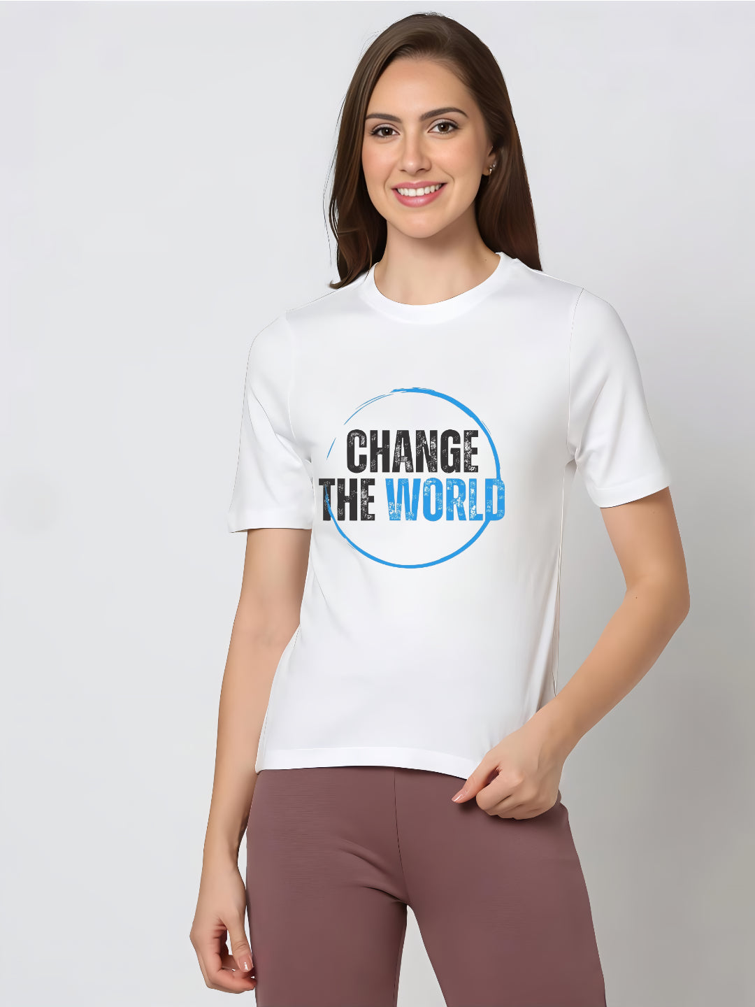 HESHA CHANGE THE WORLD REGULAR PRINTED TSHIRT