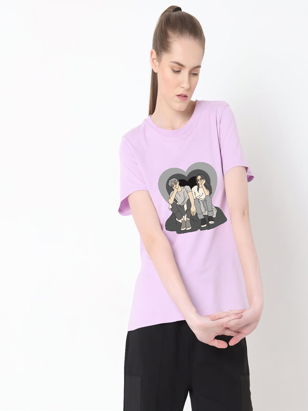 HESHA COUPPLE WOMEN REGULAR PRINTED TSHIRT