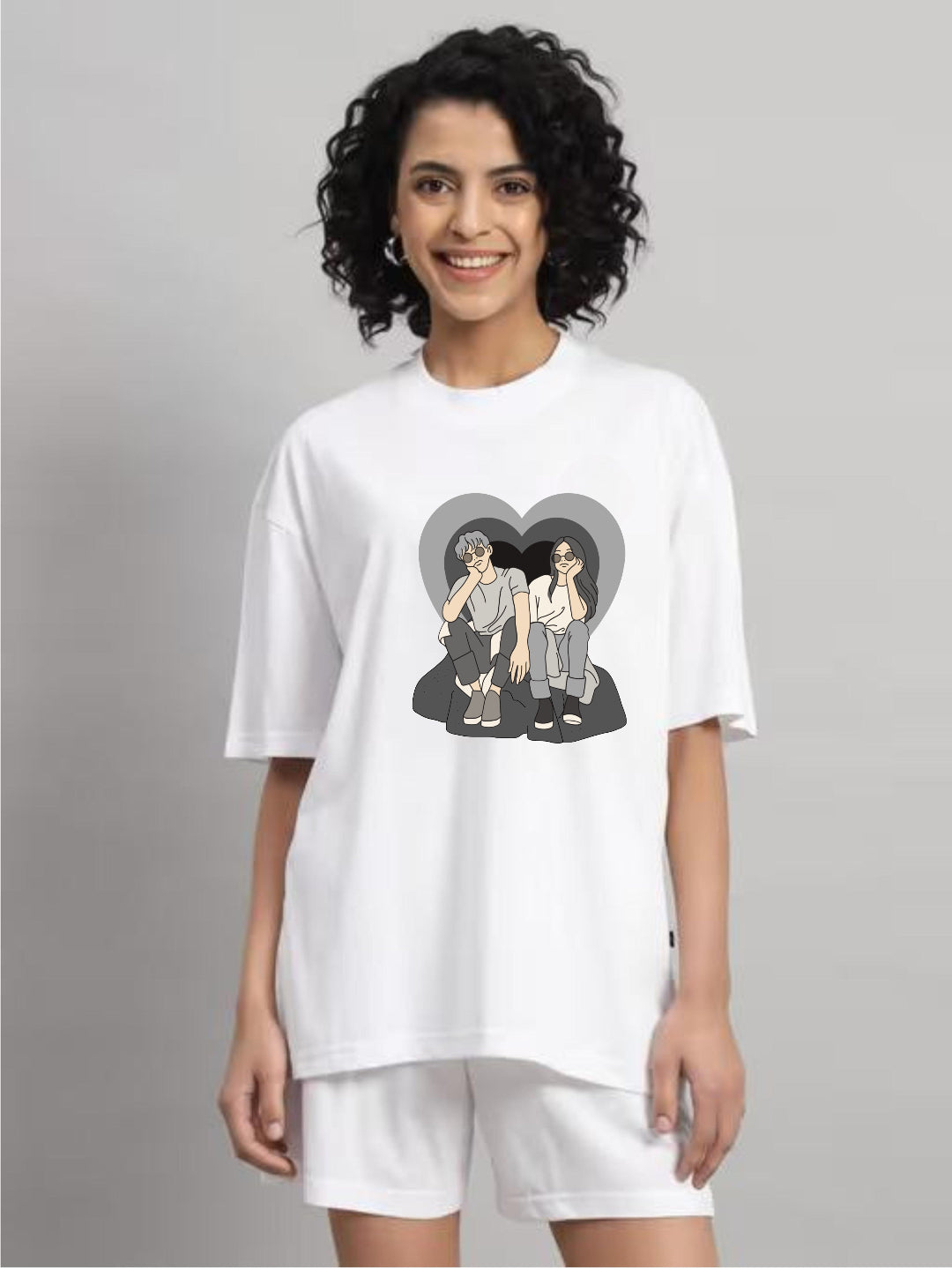 HESHA COUPPLE WOMEN OVERSIZE PRINTED TSHIRT
