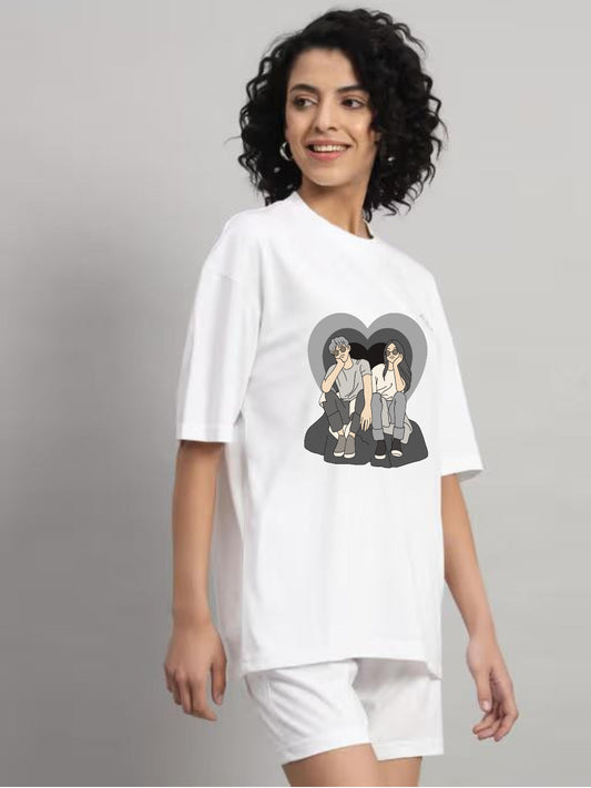 HESHA COUPPLE WOMEN OVERSIZE PRINTED TSHIRT