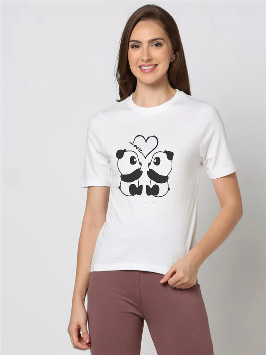 HESHA CPL PANDA WOMEN REGULAR PRINTED TSHIRT