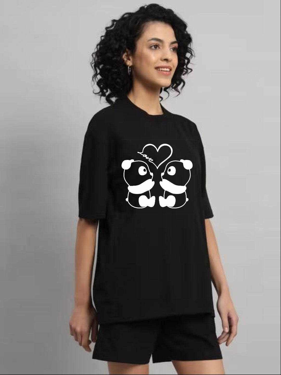 HESHA CPL PANDA WOMEN OVERSIZE PRINTED TSHIRT