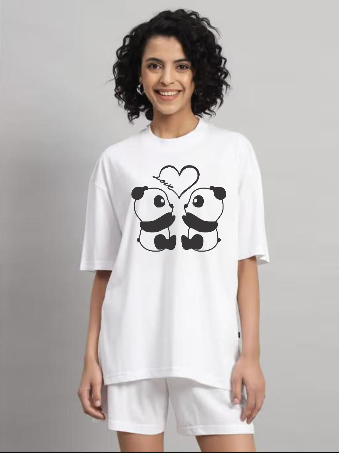 HESHA CPL PANDA WOMEN OVERSIZE PRINTED TSHIRT