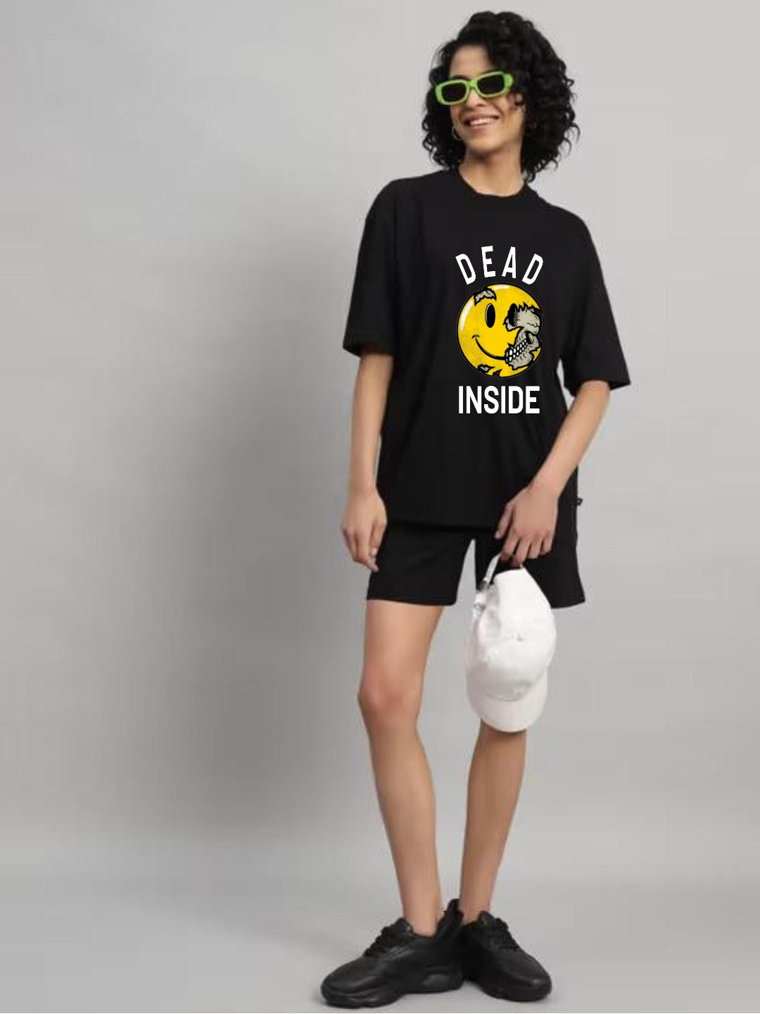 HESHA DEAD INSIDE WOMEN OVERSIZE PRINTED TSHIRT