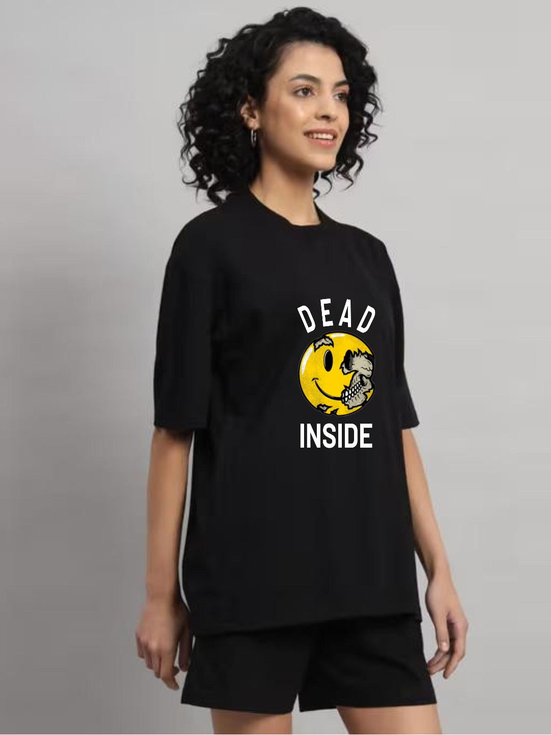HESHA DEAD INSIDE WOMEN OVERSIZE PRINTED TSHIRT