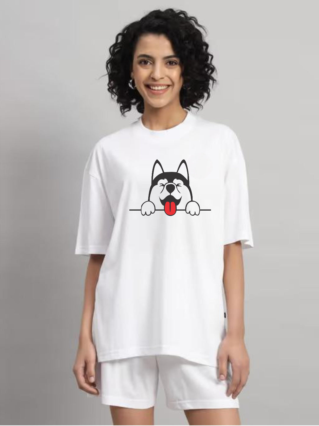 HESHA DOG WOMEN OVERSIZE PRINTED TSHIRT