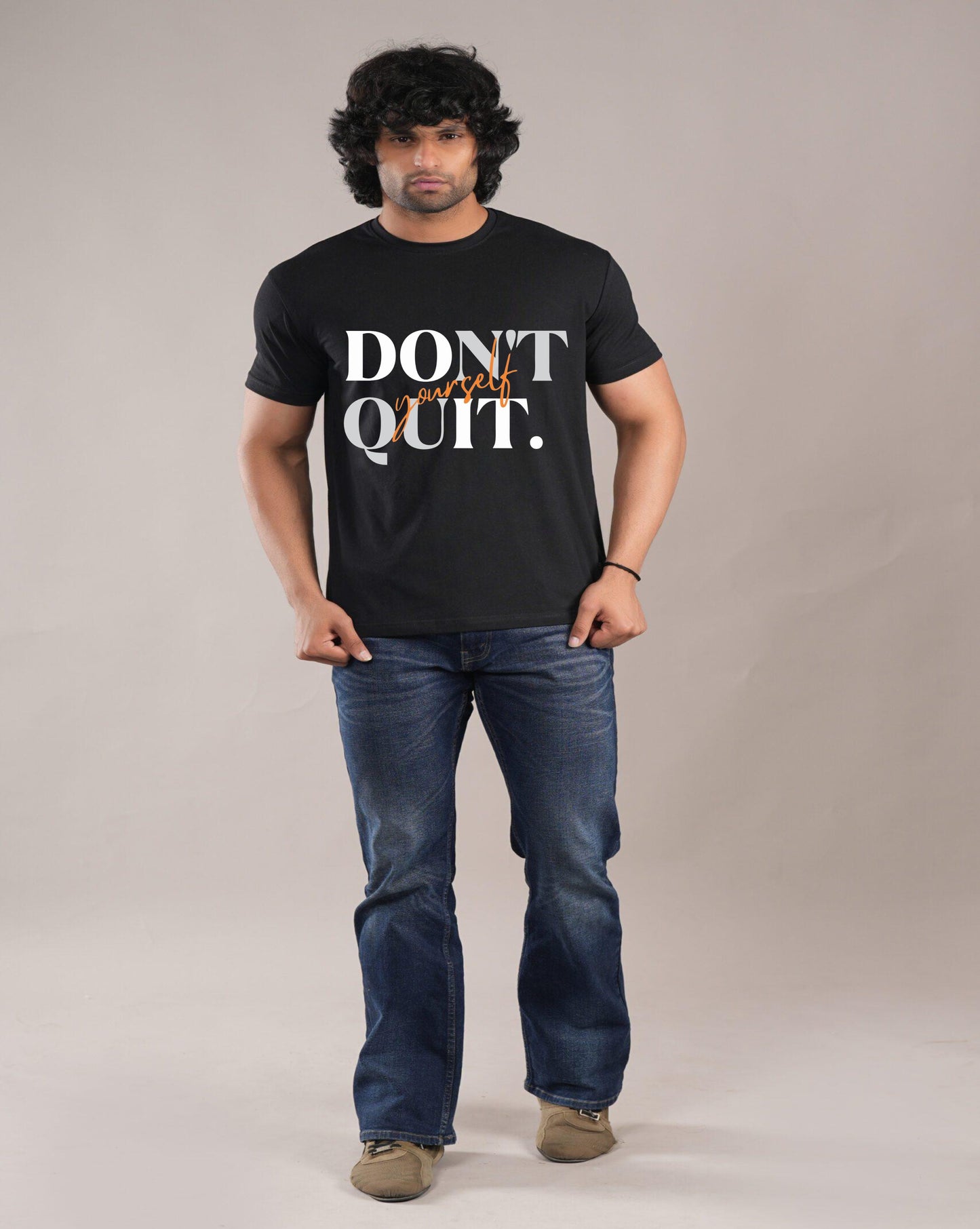 HESHA DON'T  QUIT MEN'S REGULAR PRINTED T-SHIRTS