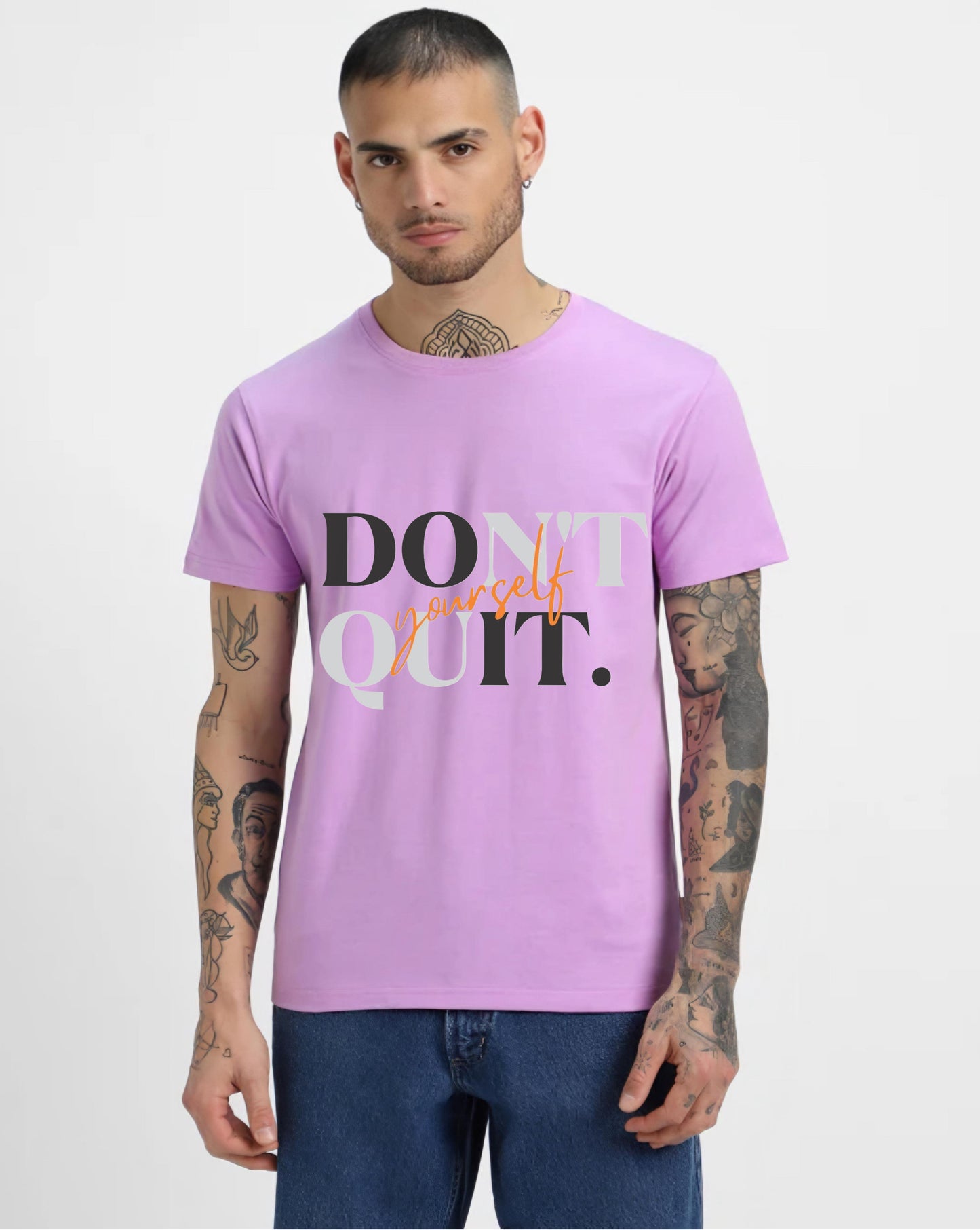 HESHA DON'T  QUIT MEN'S REGULAR PRINTED T-SHIRTS