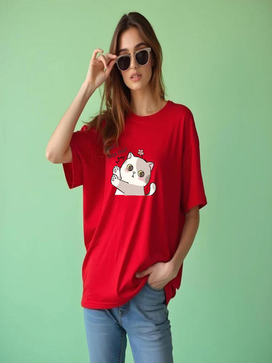HESHA DON'T KISS ME WOMEN OVERSIZE PRINTED TSHIRT