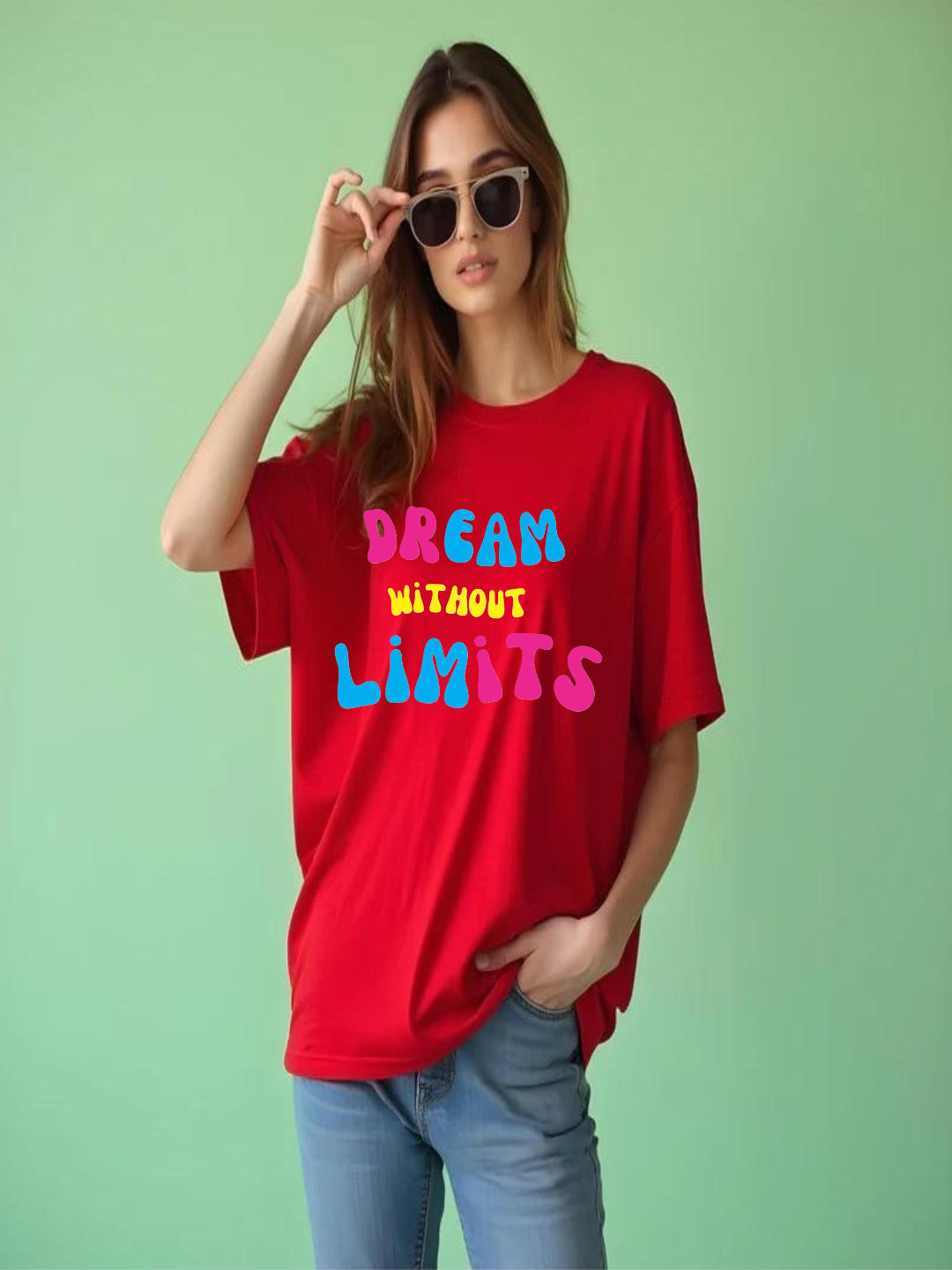 HESHA DREAM WITHOUT LIMITS WOMEN OVERSIZE PRINTED TSHIRT