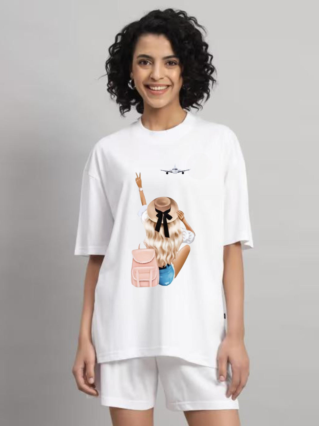 HESHA FLIGHT GIRL WOMEN OVERSIZE PRINTED TSHIRT