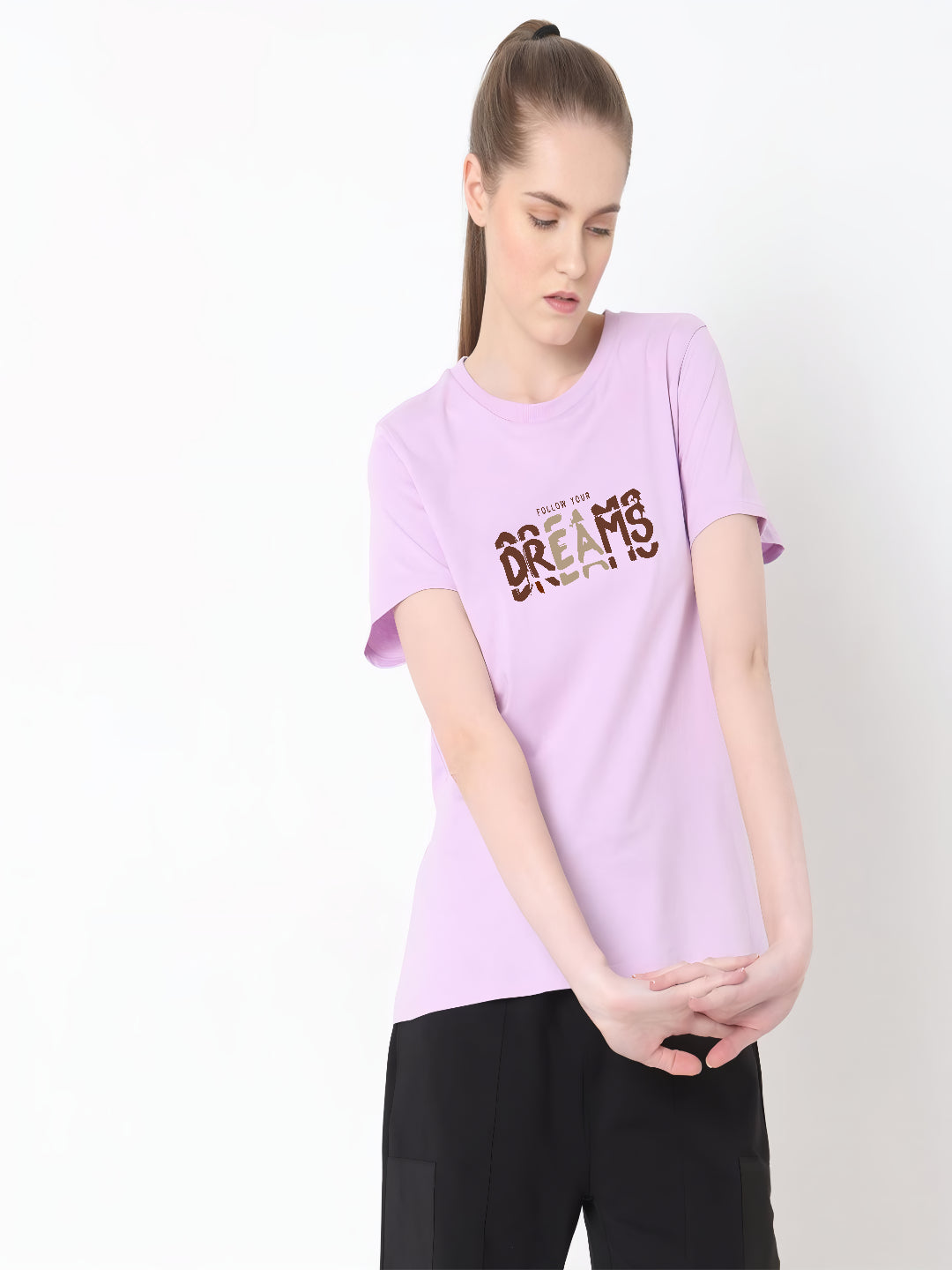 HESHA FOLLOW YOUR DREAMS WOMEN REGULAR PRINTED TSHIRT