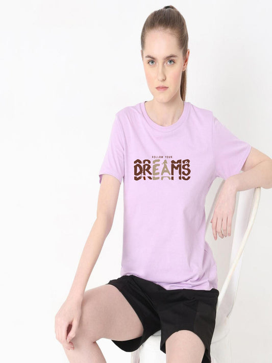 HESHA FOLLOW YOUR DREAMS WOMEN REGULAR PRINTED TSHIRT