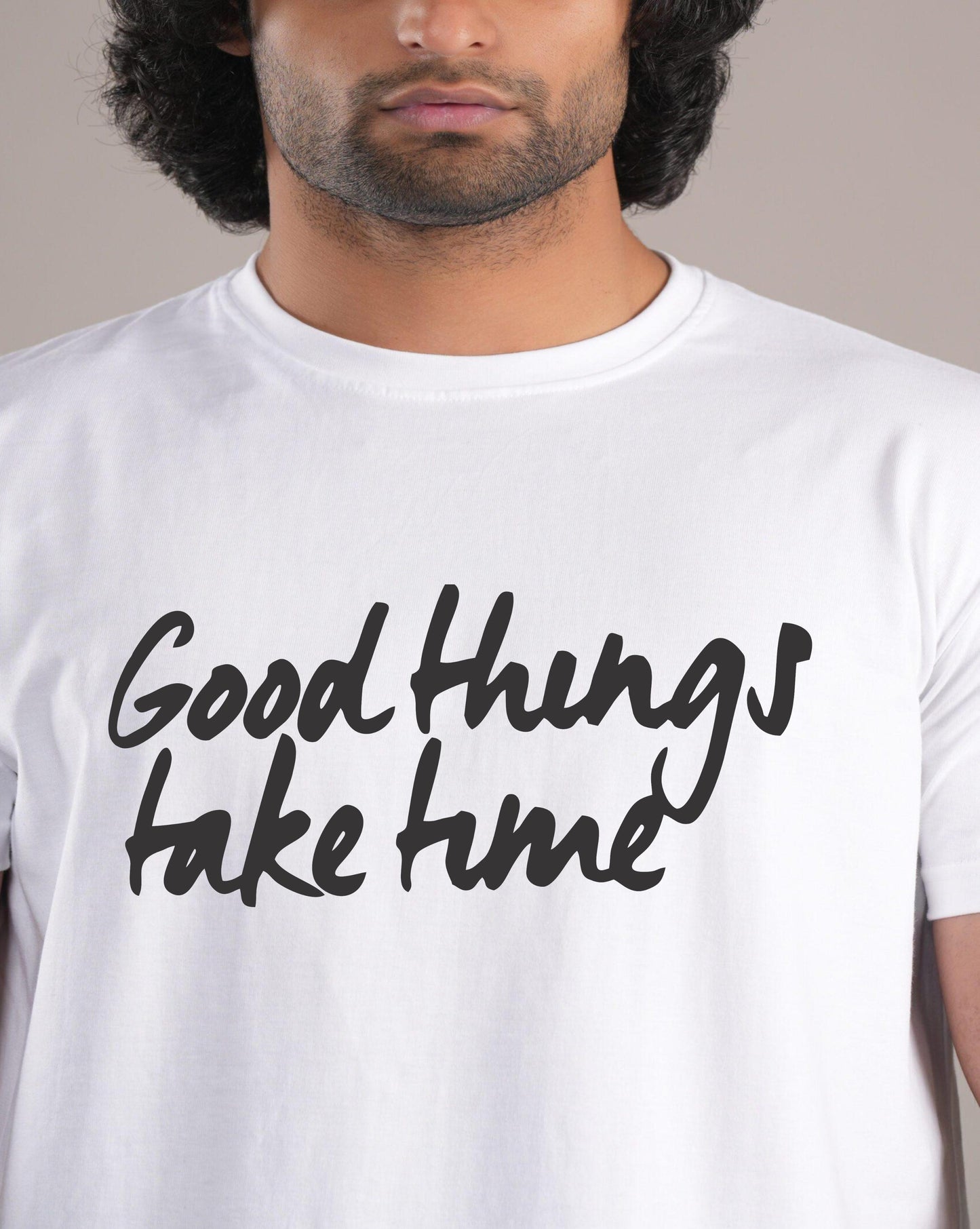 HESHA GOOD THINGS TAKE TIME MENS REGULAR PRINTED TSHIRT