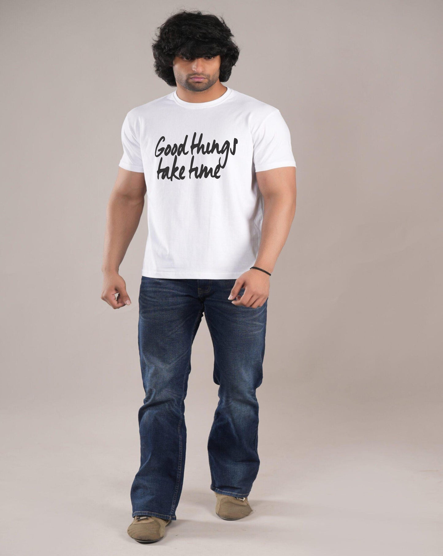 HESHA GOOD THINGS TAKE TIME MENS REGULAR PRINTED TSHIRT