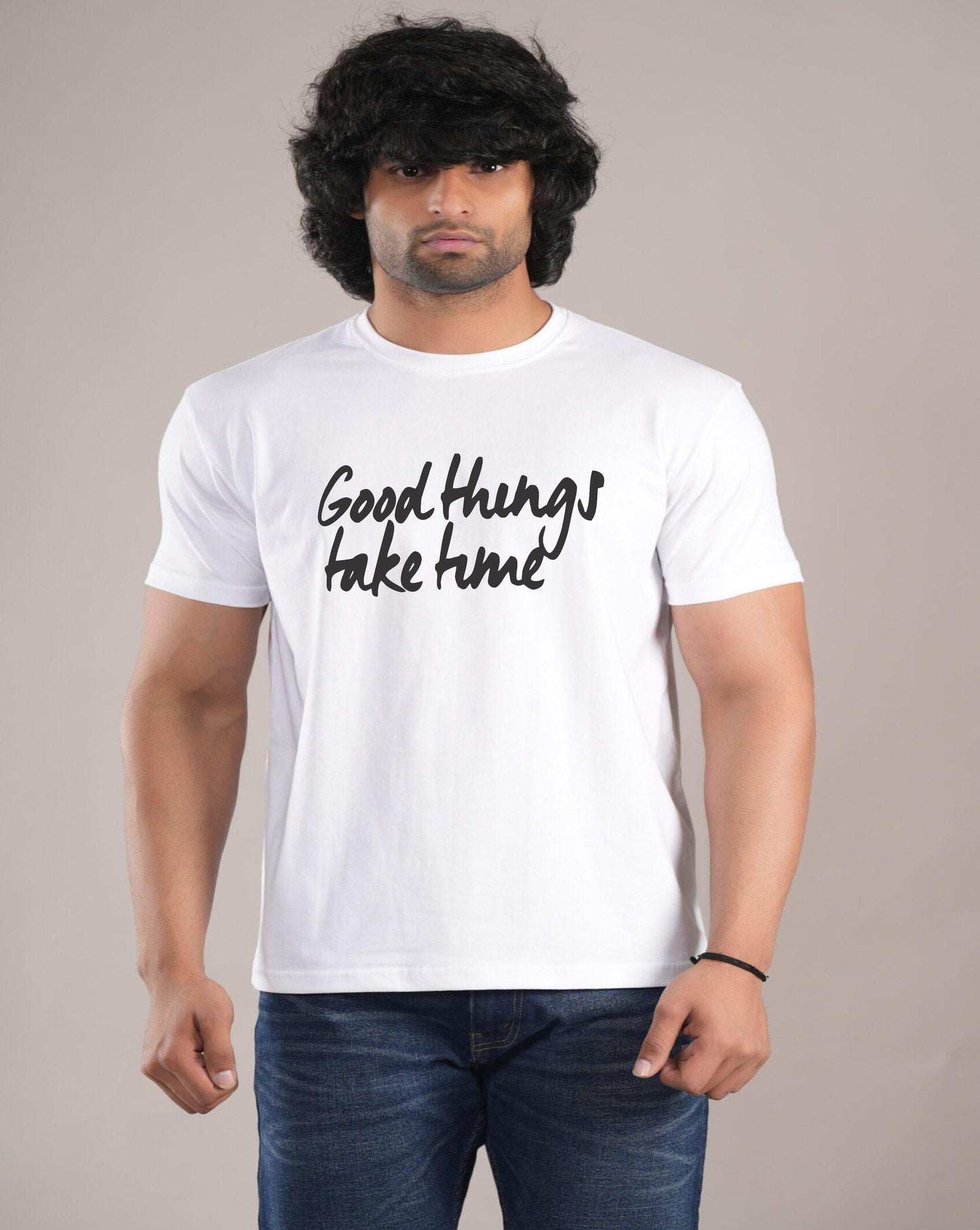 HESHA GOOD THINGS TAKE TIME MENS REGULAR PRINTED TSHIRT
