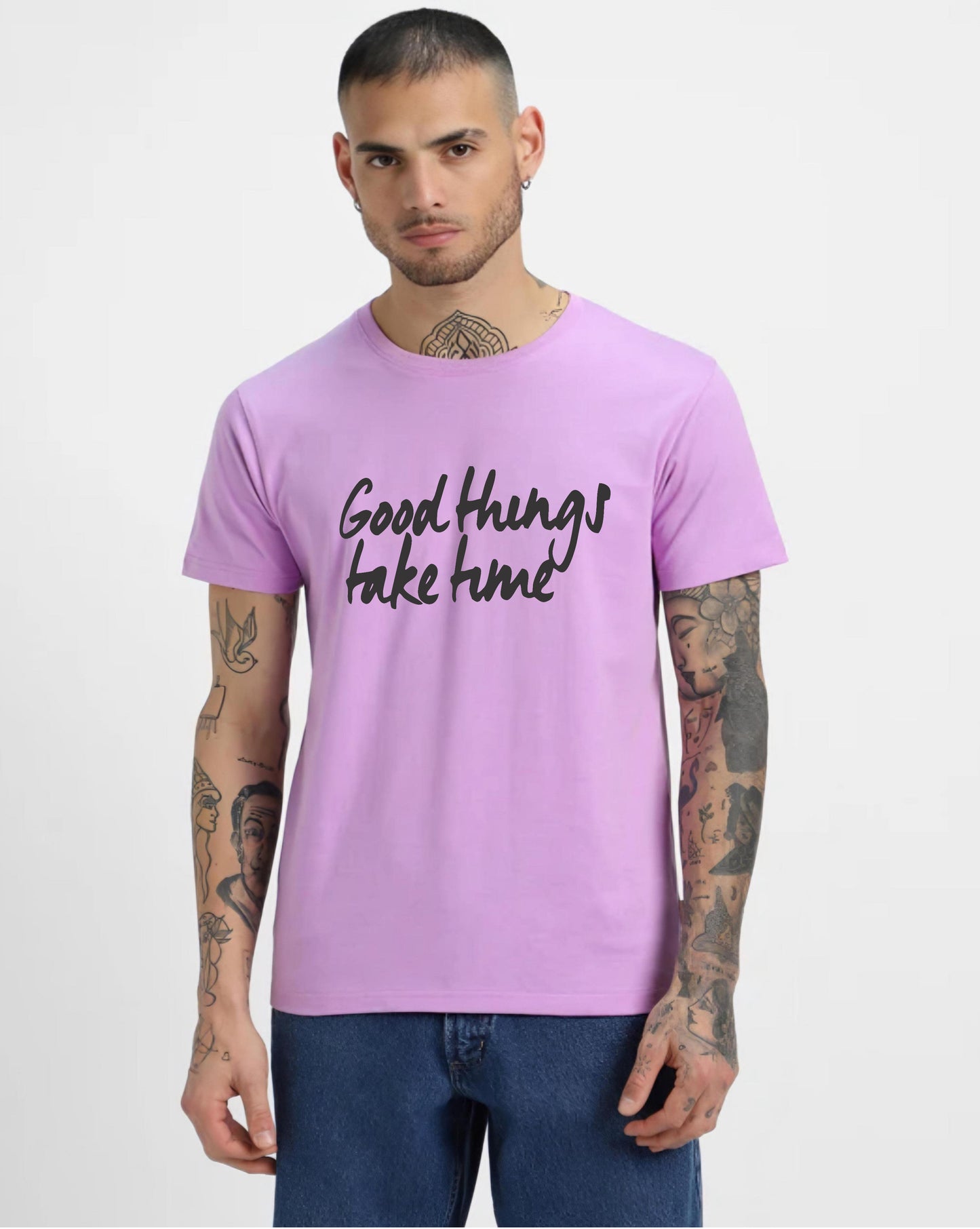HESHA GOOD THINGS TAKE TIME MENS REGULAR PRINTED TSHIRT