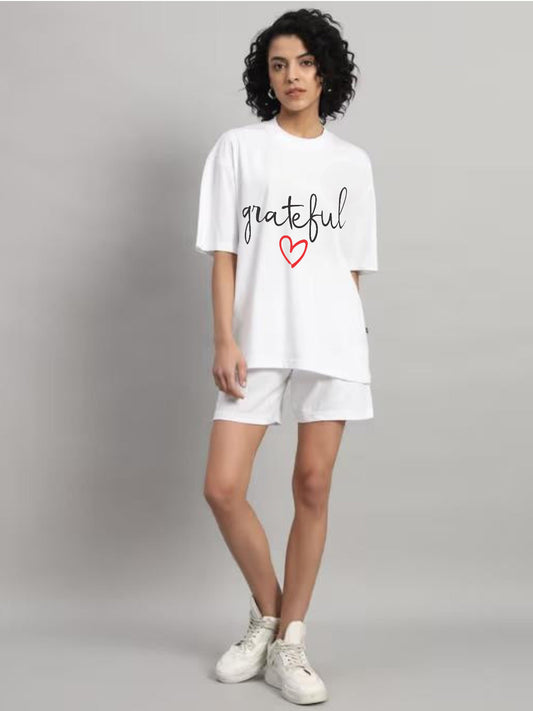 HESHA GREATFUL WOMEN OVERSIZE PRINTED TSHIRT