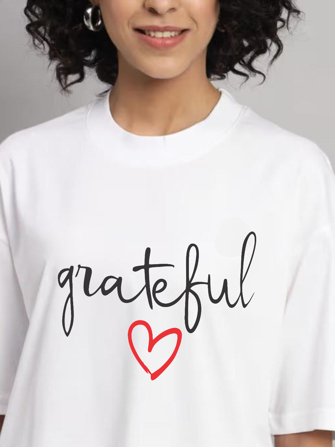 HESHA GREATFUL WOMEN OVERSIZE PRINTED TSHIRT