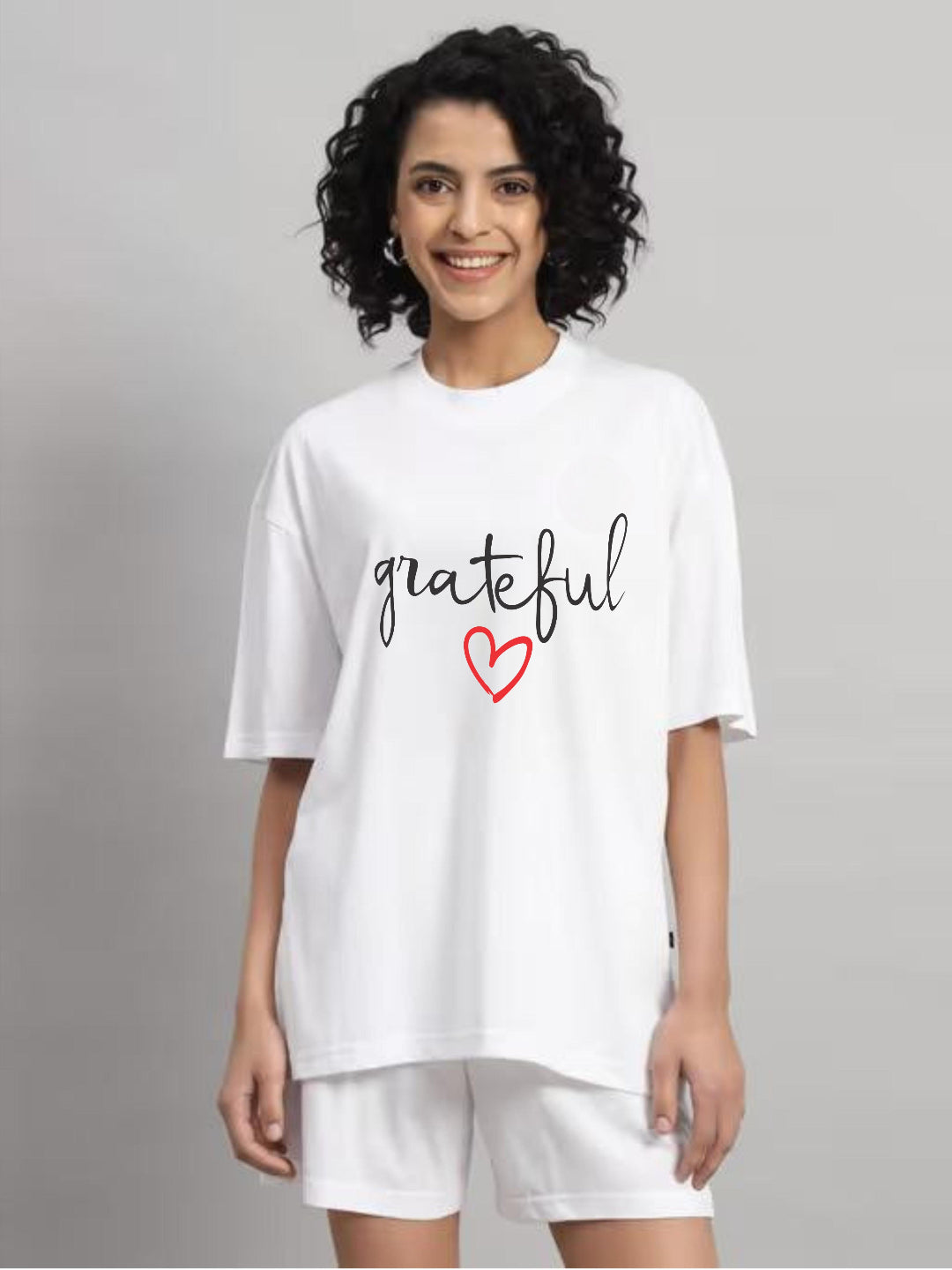 HESHA GREATFUL WOMEN OVERSIZE PRINTED TSHIRT