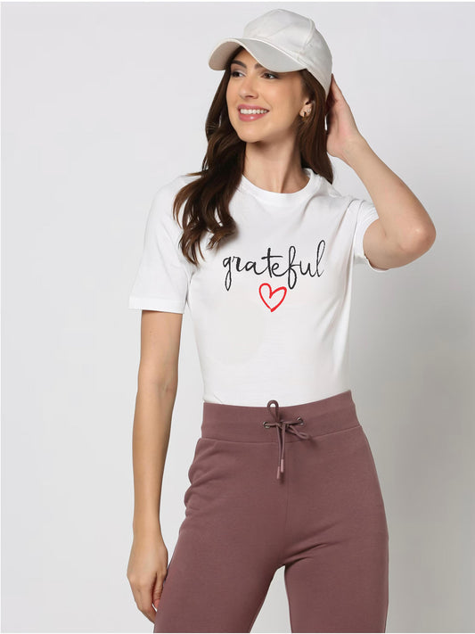 HESHA GRATEFUL REGULAR PRINTED TSHIRT WHITE