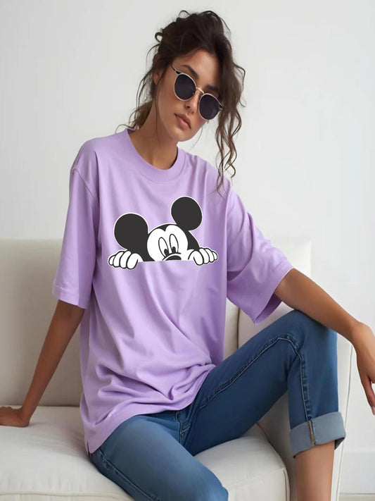HESHA HALF MICKEY WOMEN OVERSIZE PRINTED TSHIRT