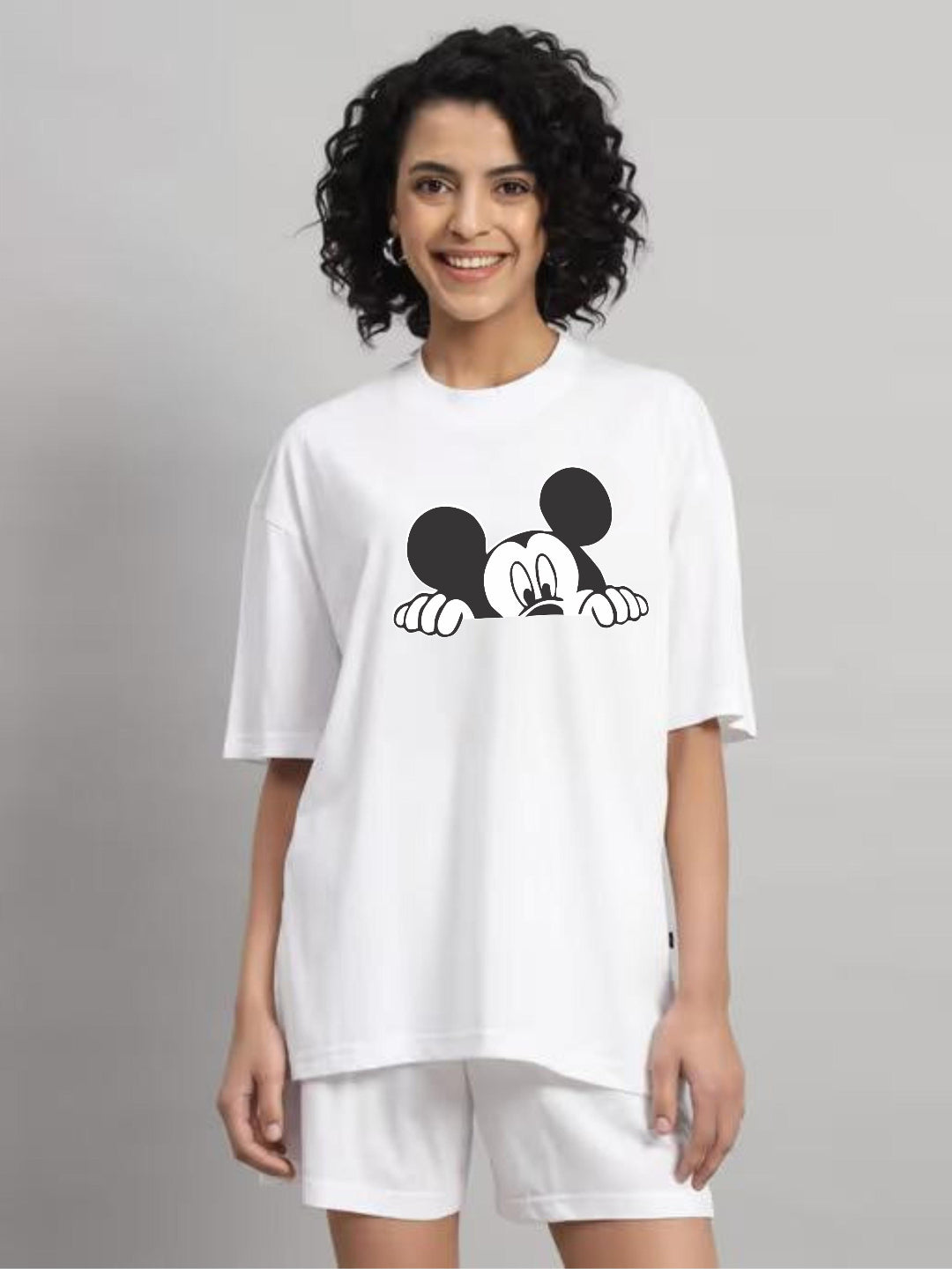 HESHA HALF MICKEY WOMEN OVERSIZE PRINTED TSHIRT
