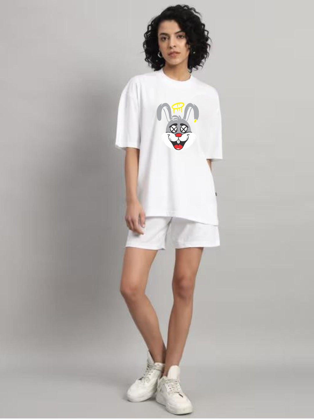 HESHA HAPPY RABBIT WOMEN OVERSIZE PRINTED TSHIRT