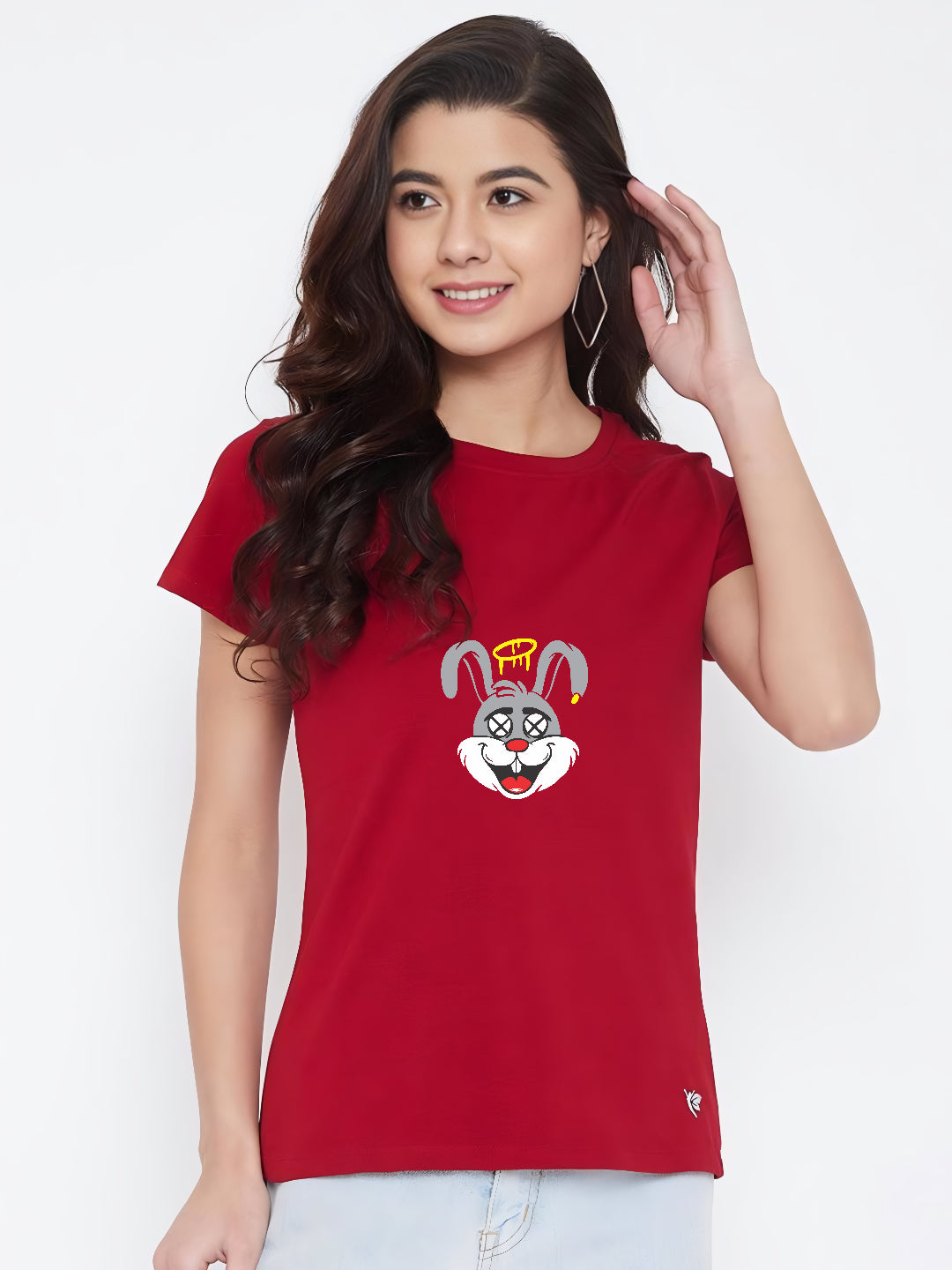 HESHA FUNNY RABBIT WOMEN REGULAR PRINTED TSHIRT