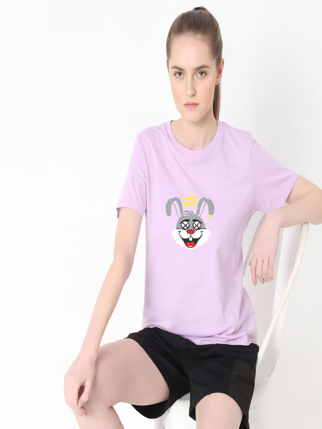 HESHA FUNNY RABBIT WOMEN REGULAR PRINTED TSHIRT