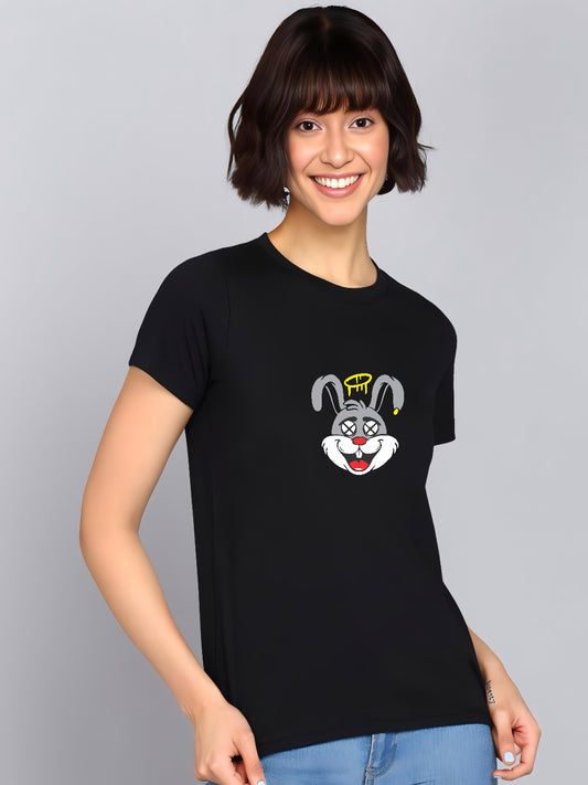 HESHA FUNNY RABBIT WOMEN REGULAR PRINTED TSHIRT
