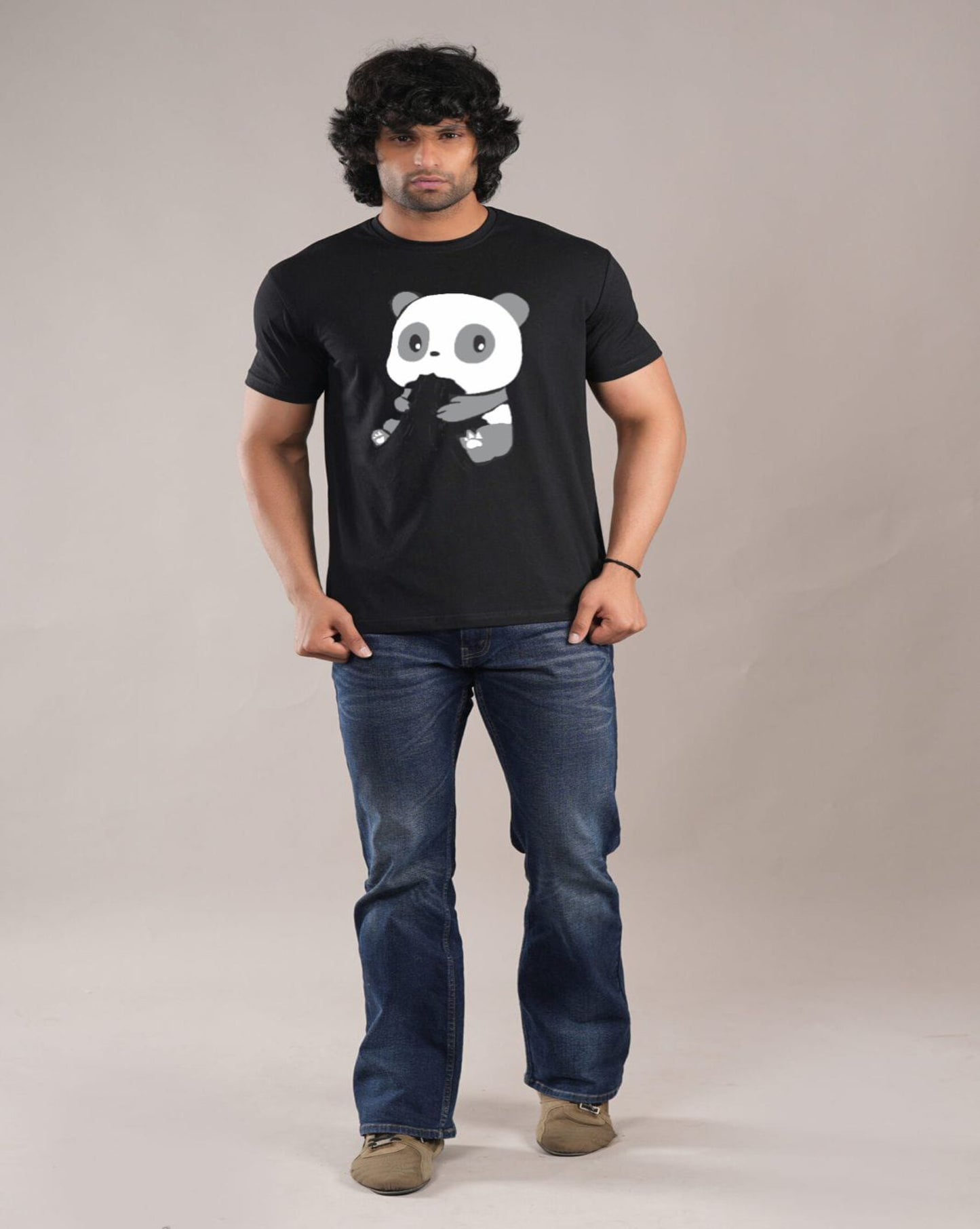 HESHA HUNGRY PANDA MENS REGULAR PRINTED TSHIRT