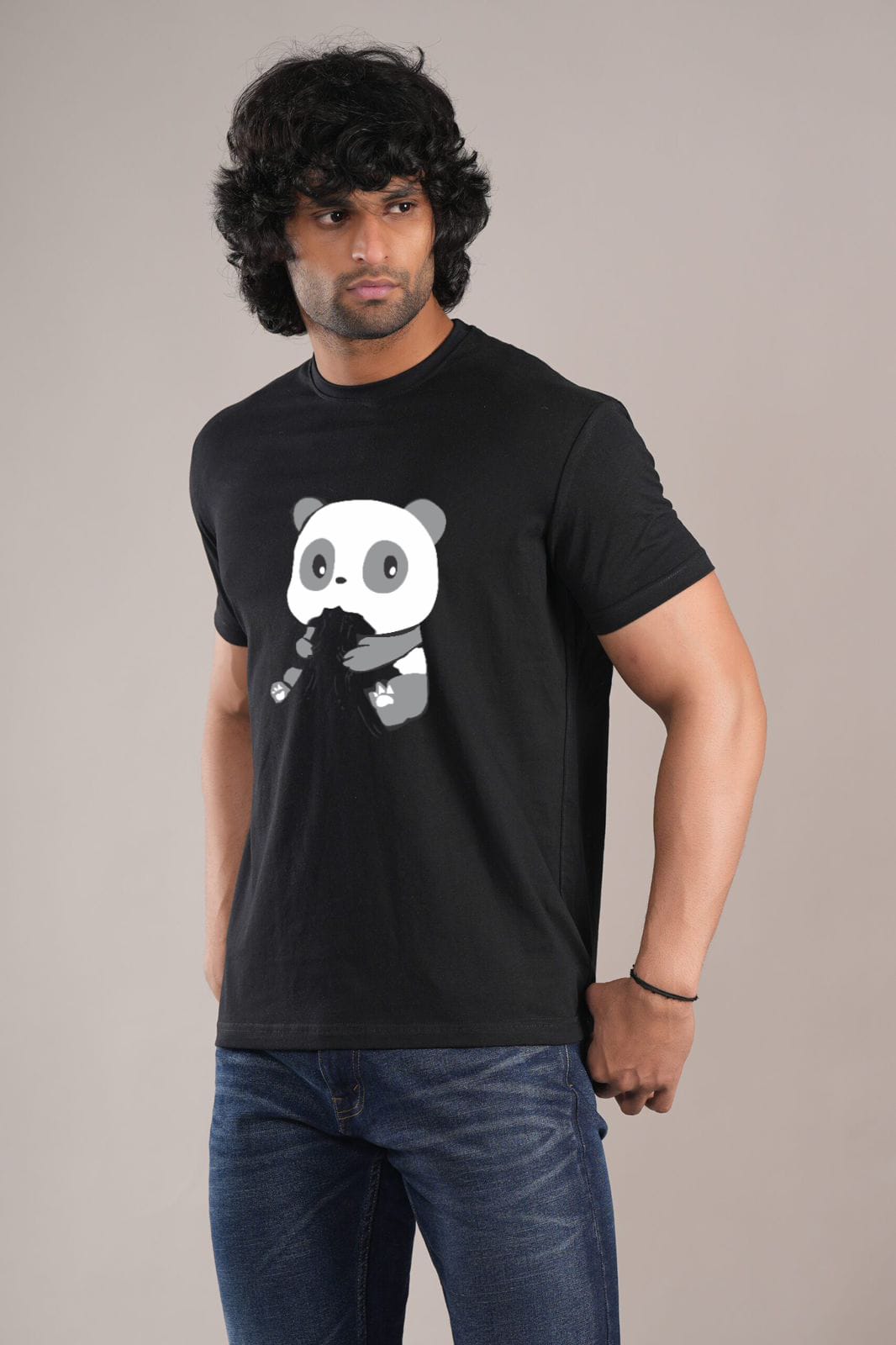 HESHA HUNGRY PANDA MENS REGULAR PRINTED TSHIRT