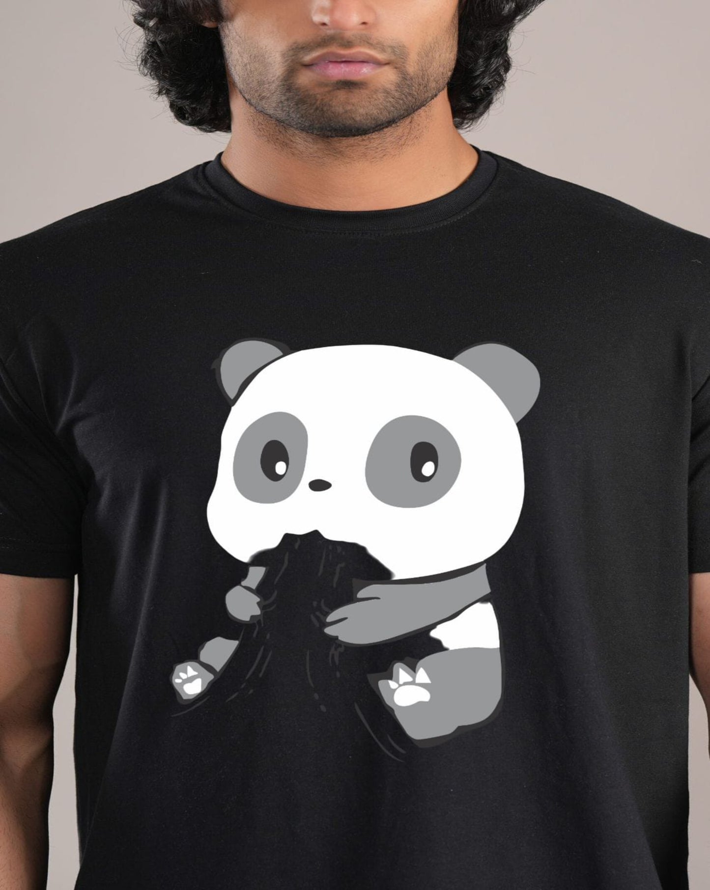 HESHA HUNGRY PANDA MENS REGULAR PRINTED TSHIRT