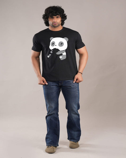 HESHA HUNGRY PANDA MENS REGULAR PRINTED TSHIRT