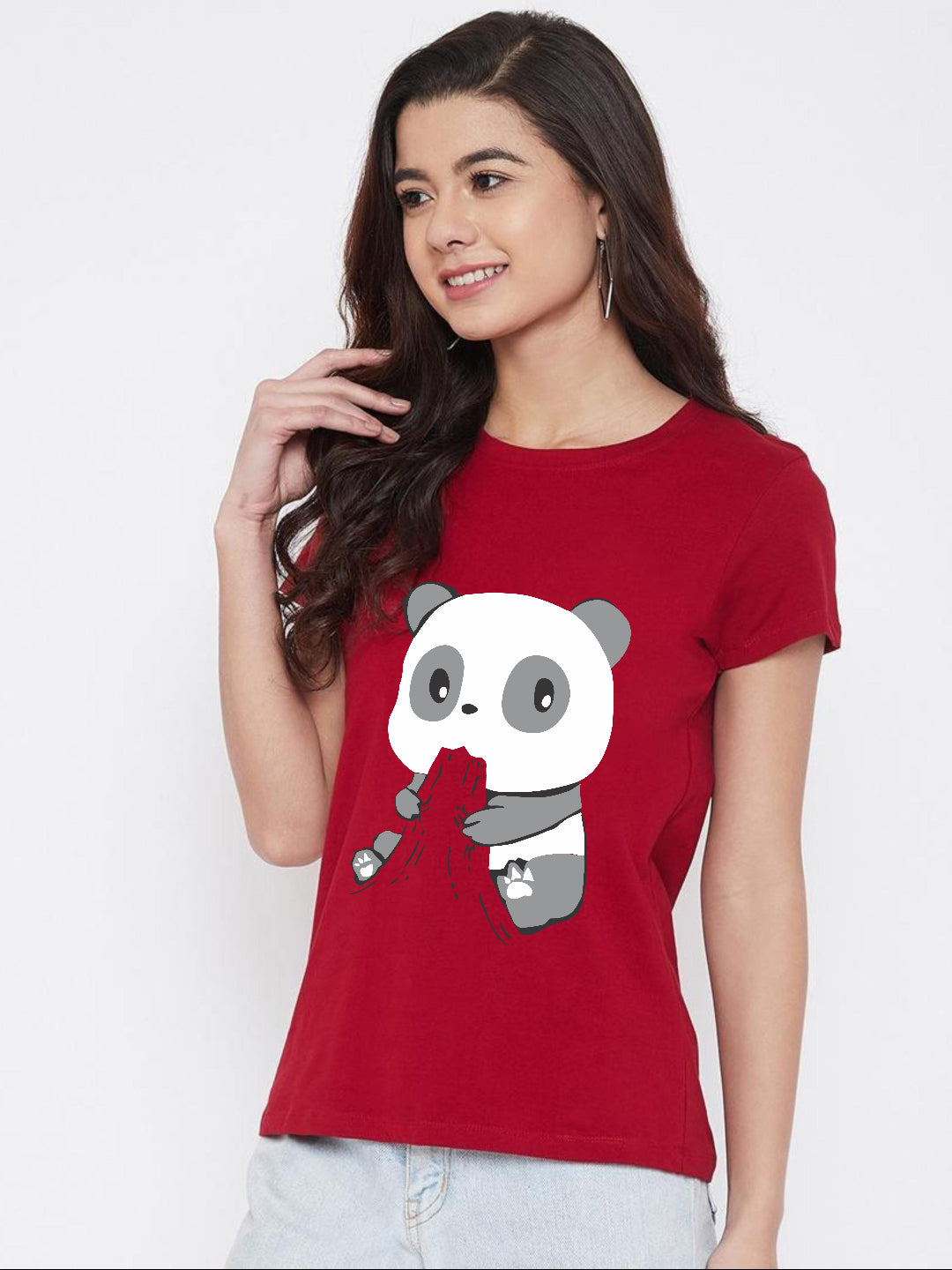 HESHA HUNGRY PANDA WOMEN REGULAR PRINTED TSHIRT