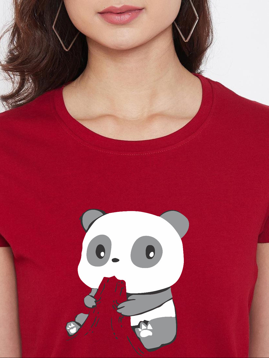 HESHA HUNGRY PANDA WOMEN REGULAR PRINTED TSHIRT