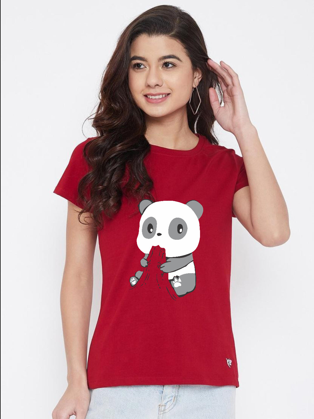 HESHA HUNGRY PANDA WOMEN REGULAR PRINTED TSHIRT