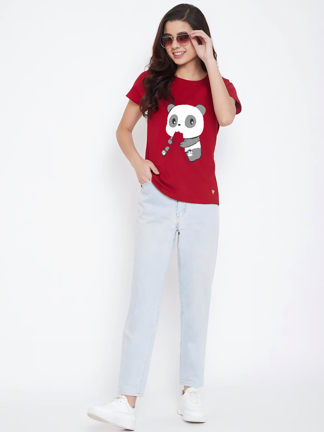 HESHA HUNGRY PANDA WOMEN REGULAR PRINTED TSHIRT