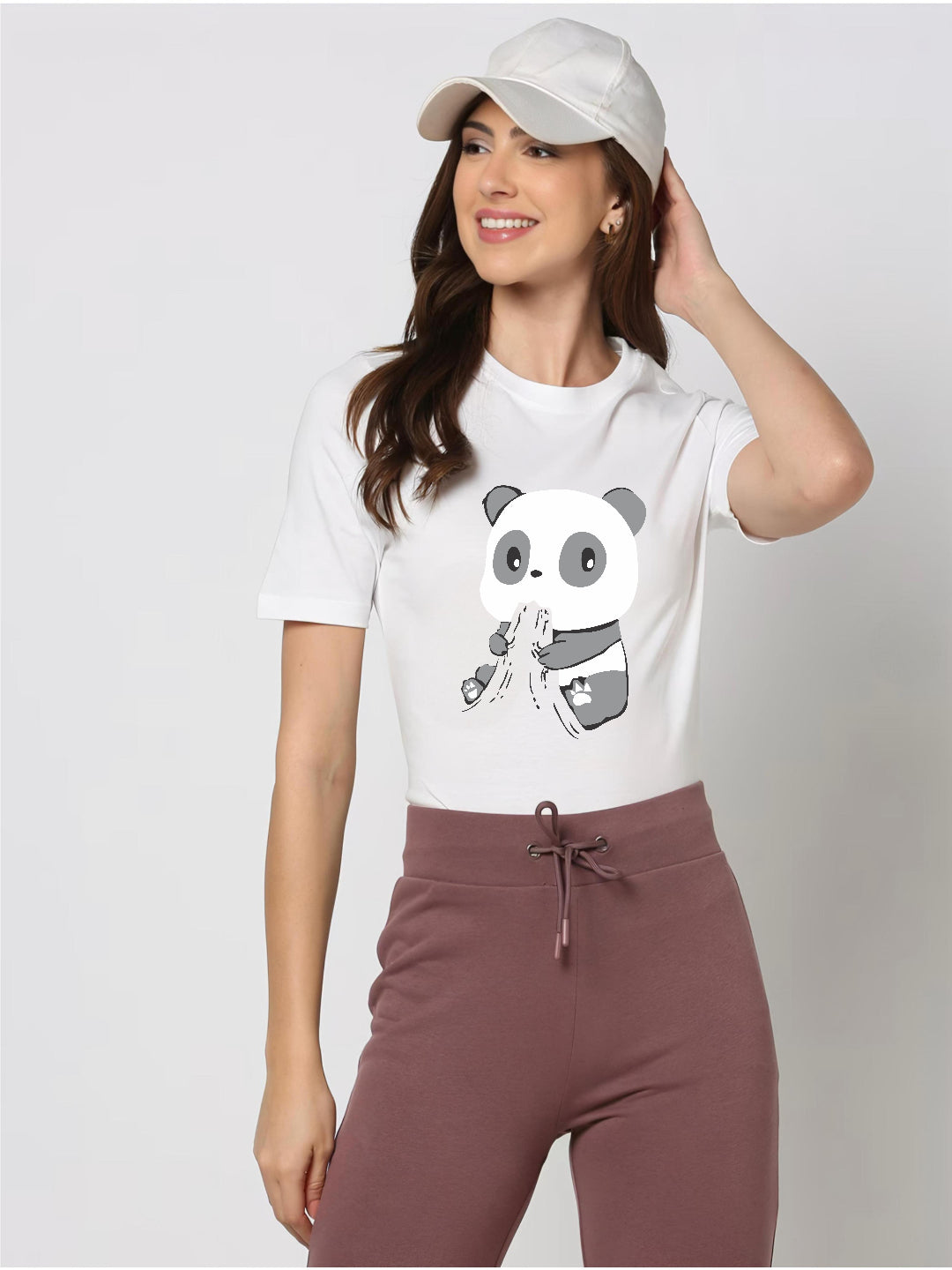 HESHA HUNGRY PANDA WOMEN REGULAR PRINTED TSHIRT