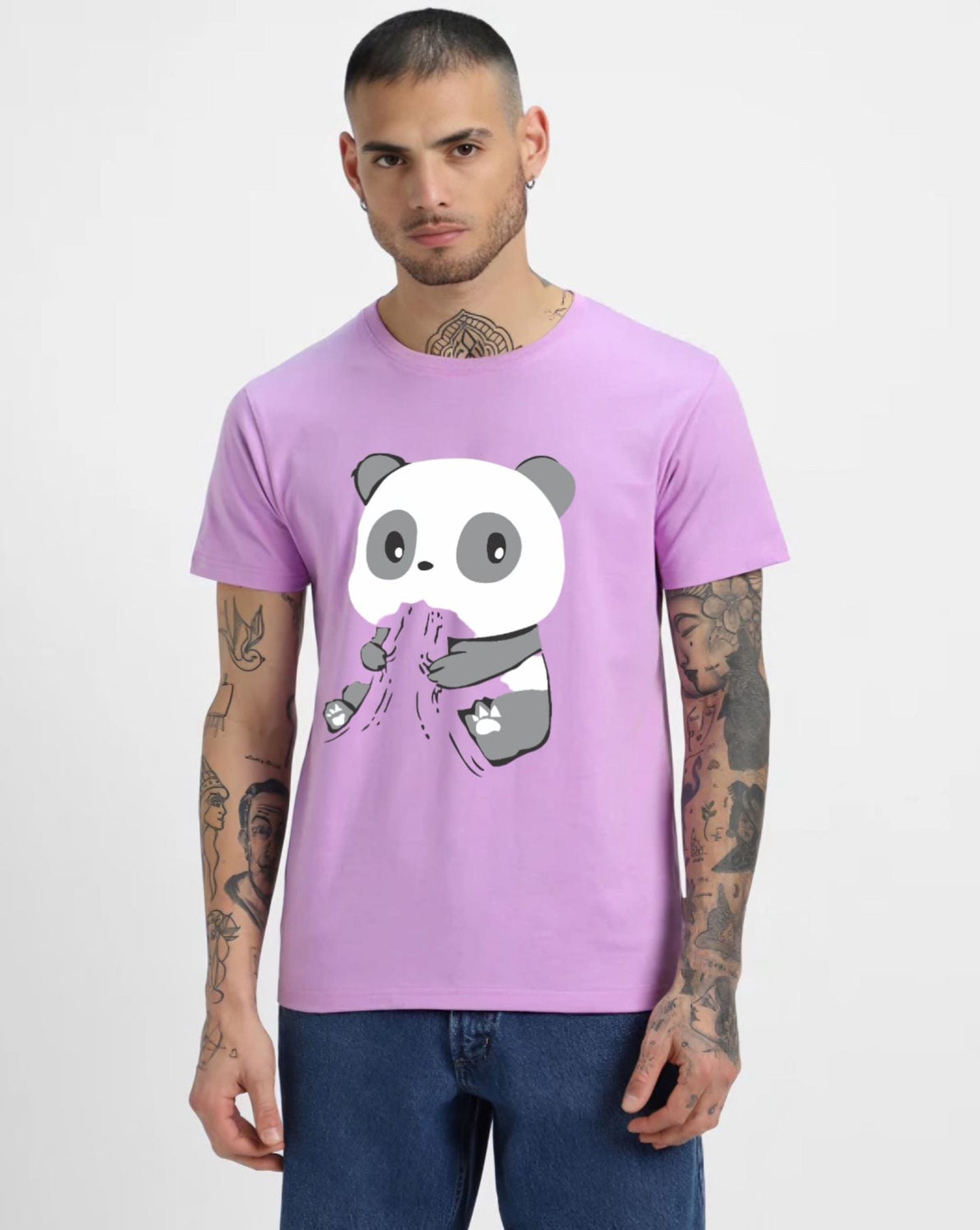 HESHA HUNGRY PANDA MENS REGULAR PRINTED TSHIRT