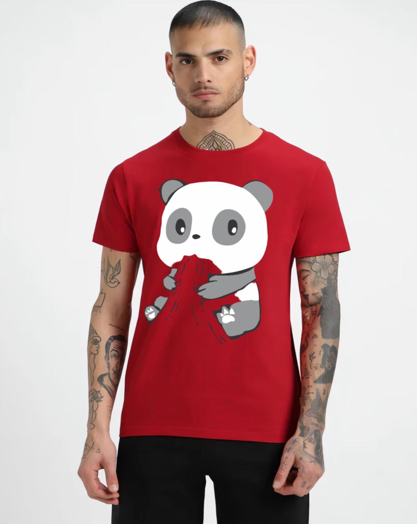 HESHA HUNGRY PANDA MENS REGULAR PRINTED TSHIRT