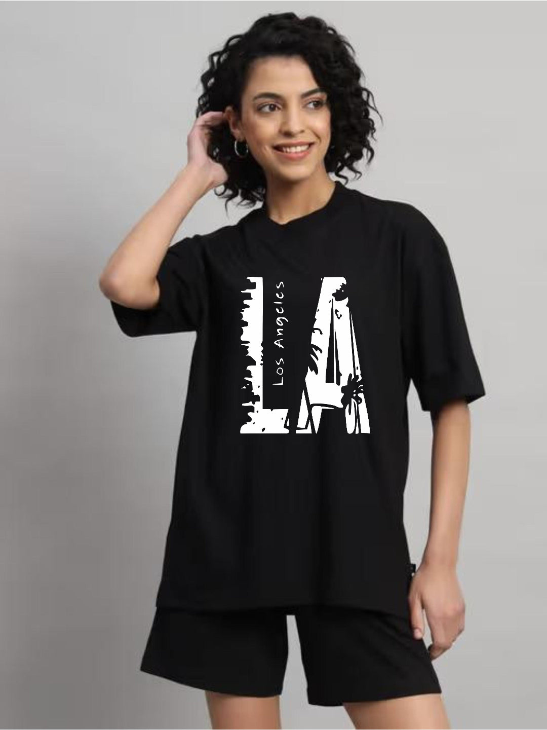 HESHA LOS ANGELES WOMEN OVERSIZE PRINTED TSHIRT
